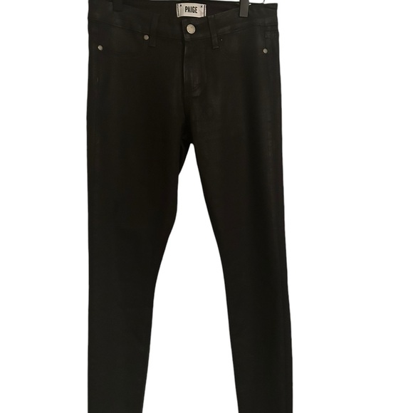 Paige Verdugo Ankle‎ Jeans Size 28 Waxed Denim Punk Rock Moto Goth EUC MSRP $229 - Picture 1 of 3